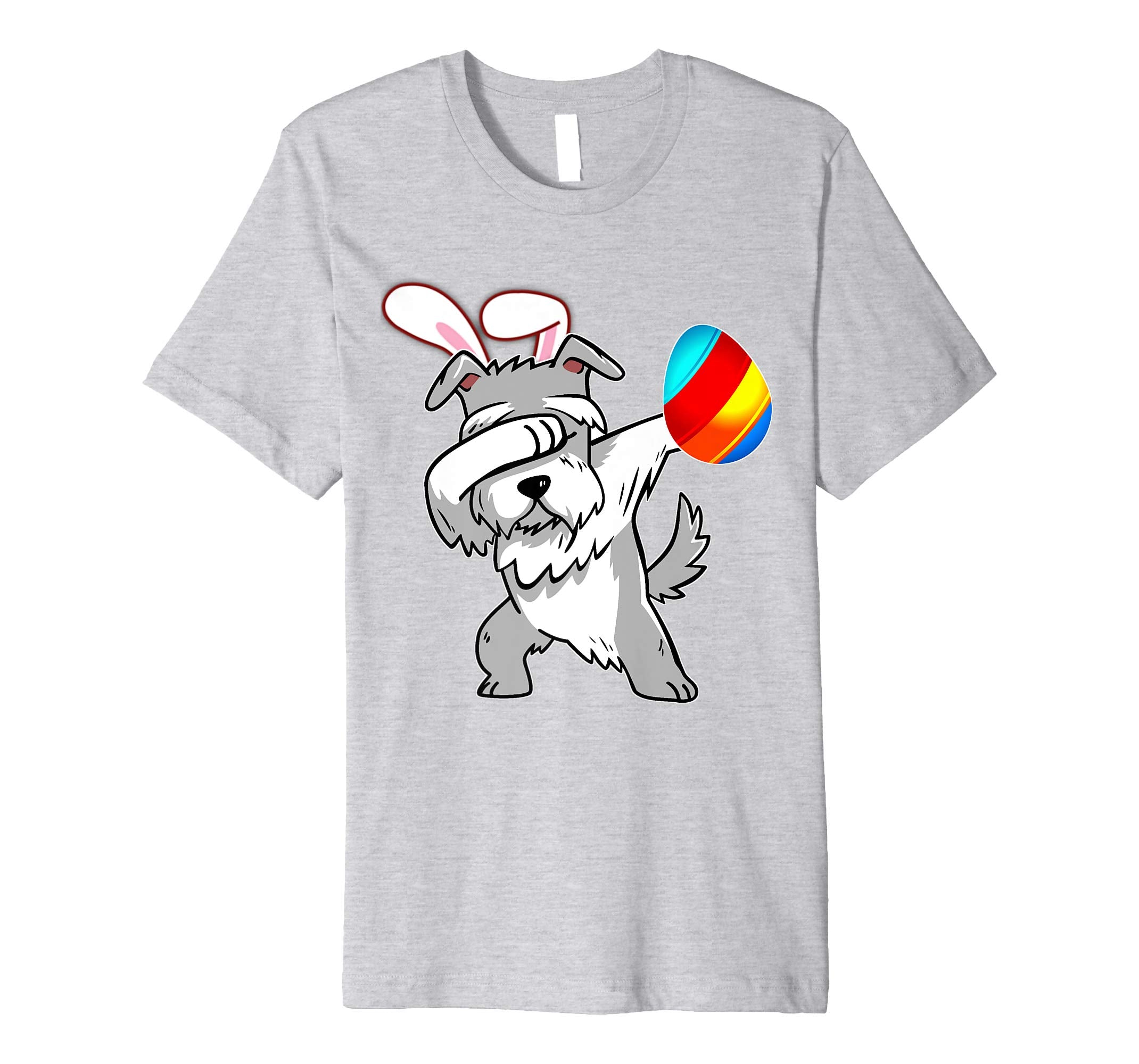 Easter Bunny Dabbing Schnauzer Dog Tshirt Egg Ears Gift