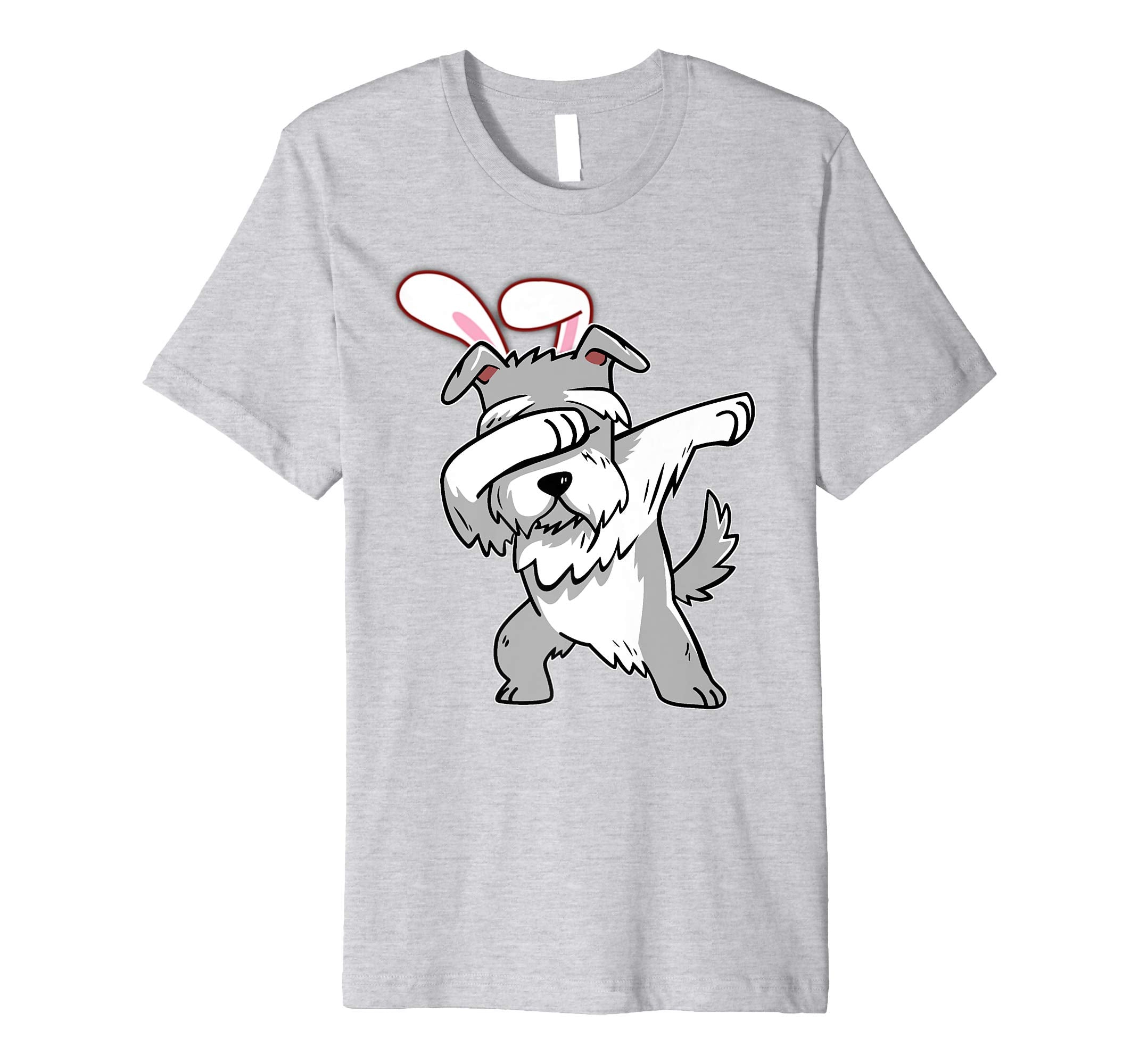 Easter Bunny Dabbing Schnauzer Dog Tshirt Rabbit Ears Gift