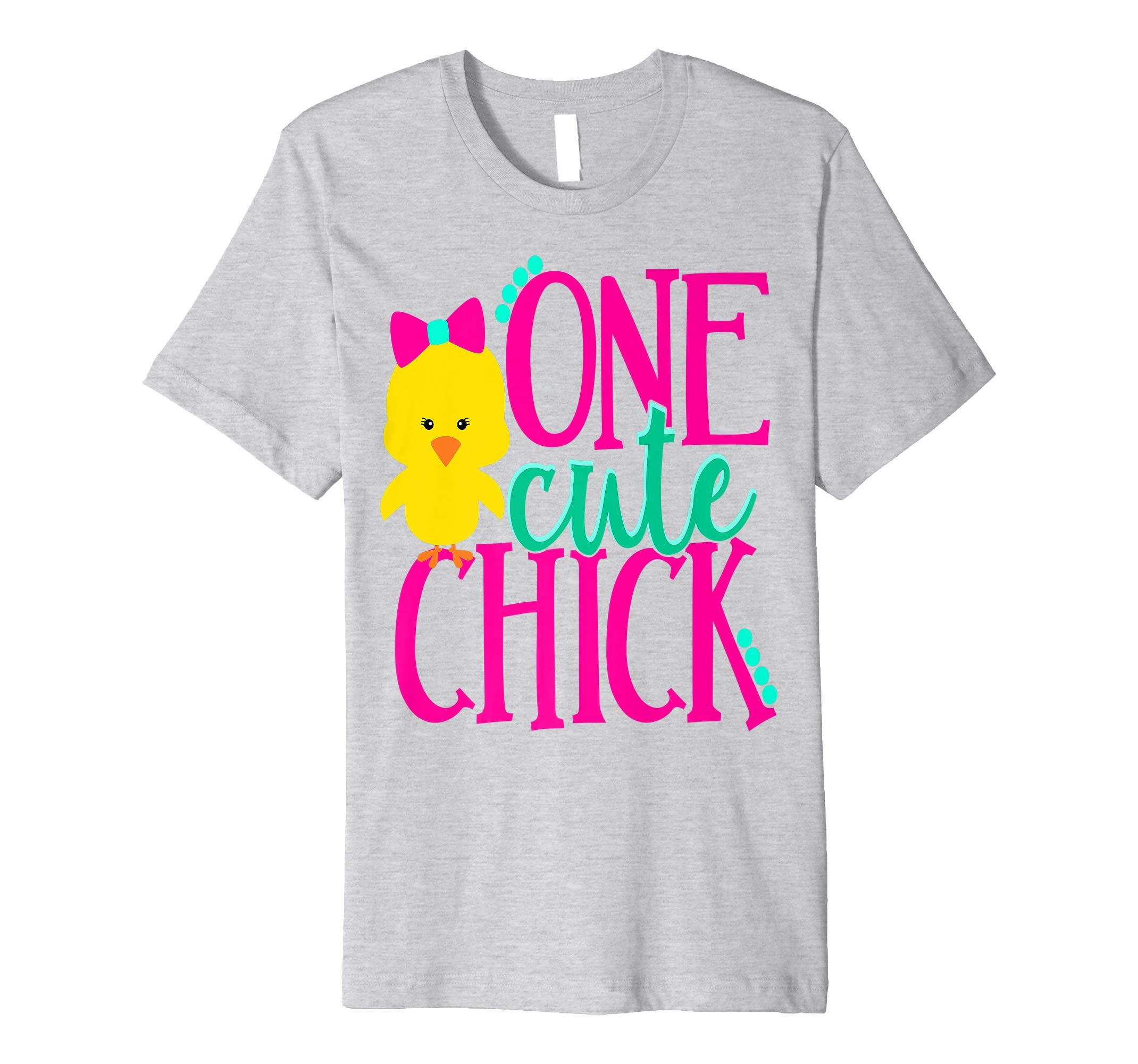 Girls Easter Shirt Kids One Cute Chick Spring Pink School