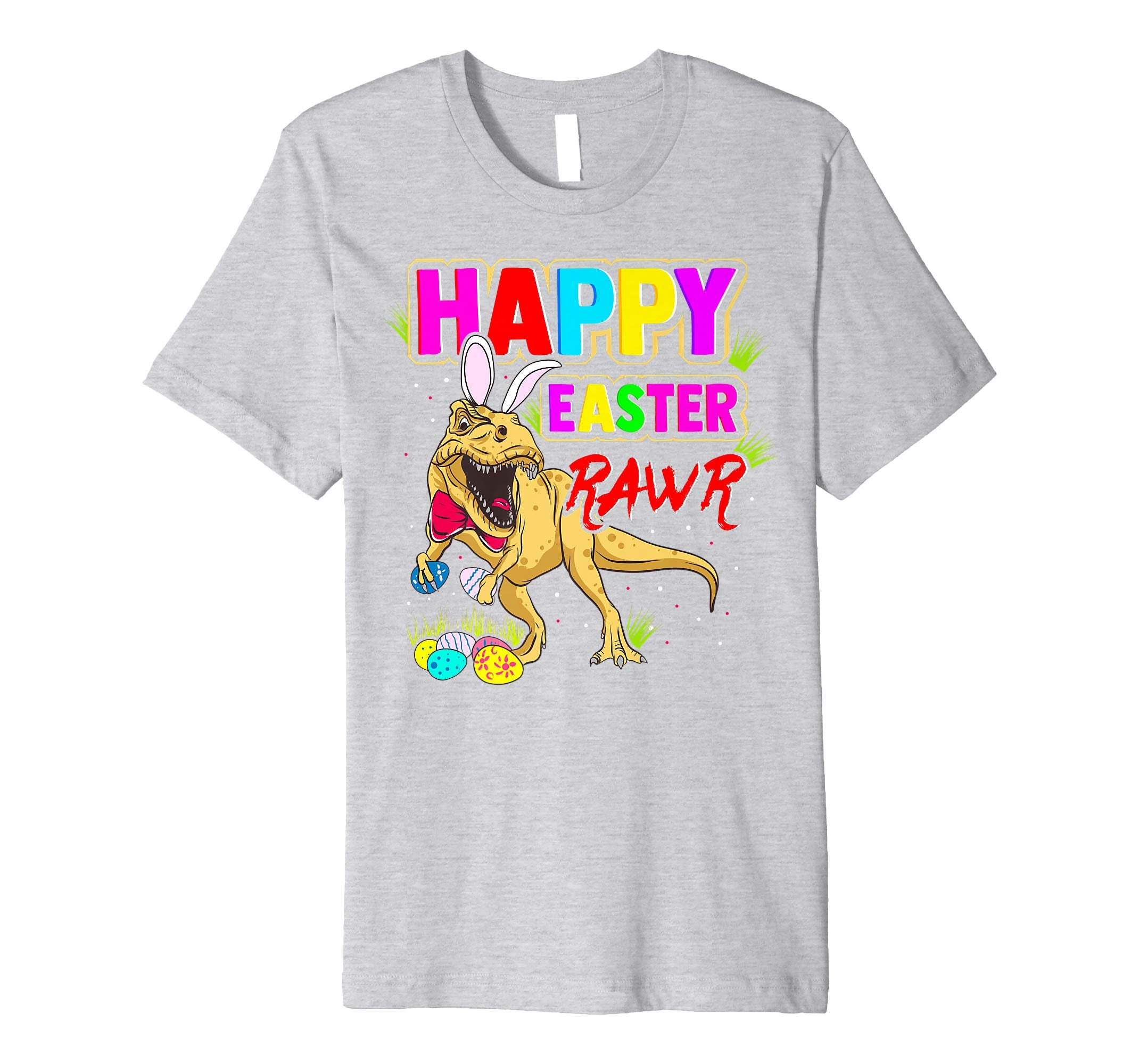 T-Rex Dinosaur Easter Bunny Shirt Kids School Eggs Rawr