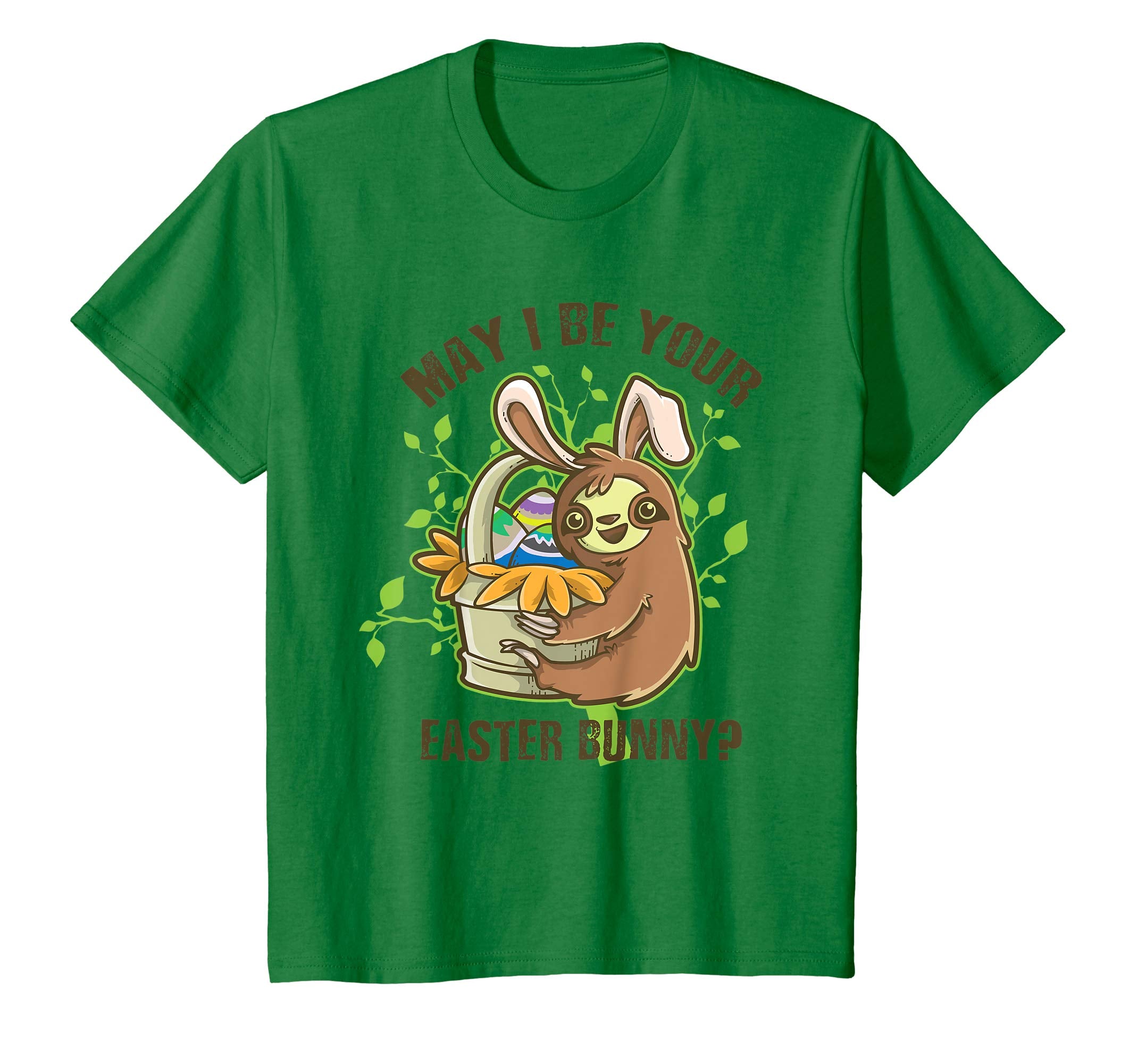 Kids Kids Sloth Easter Bunny Ears T Shirt | Gift Idea Boy & Girl