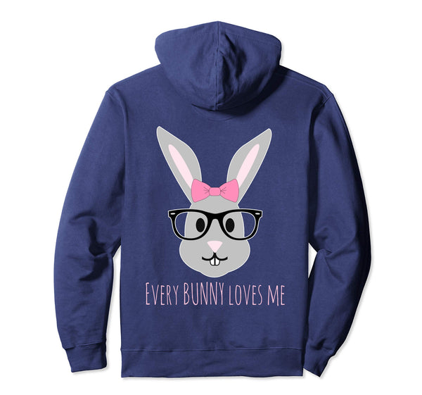 Happy Easter Shirt Girl Bunny with Glasses Hoody Hoodie