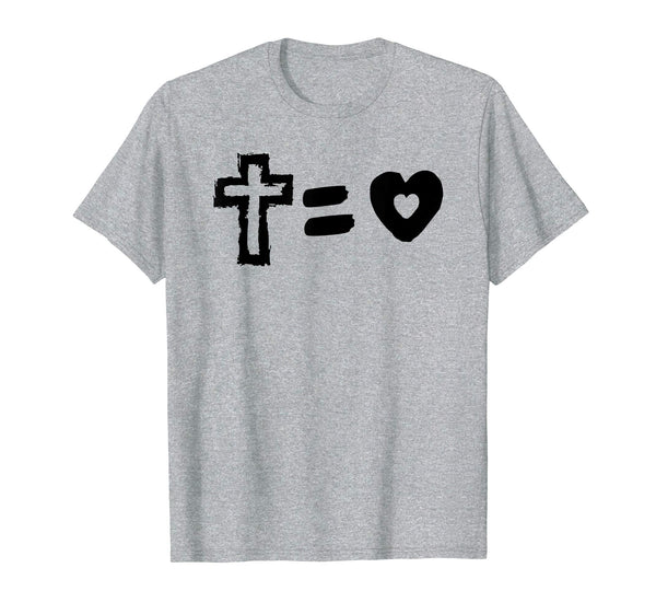 Cross Equals Love Heart Funny Jesus Christian Easter T Shirt