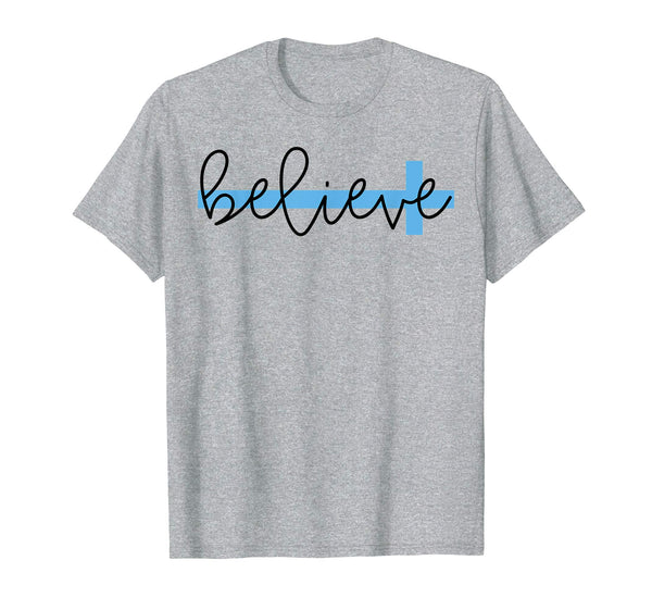 Believe Cross Christian Shirt Women's Girls Tee for Easter
