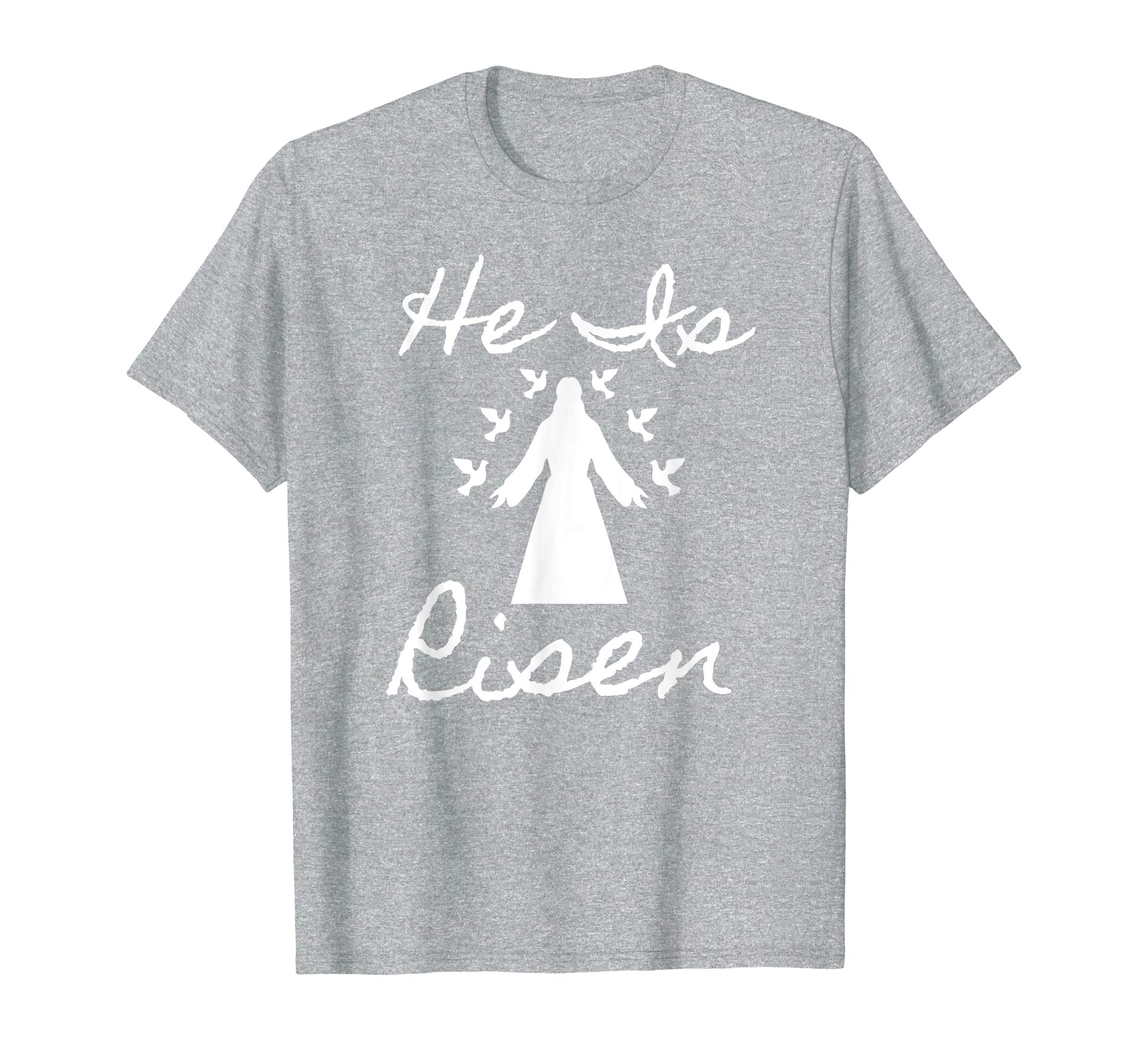 Christian Easter He Is Risen Tshirt Cross and Angel Wings