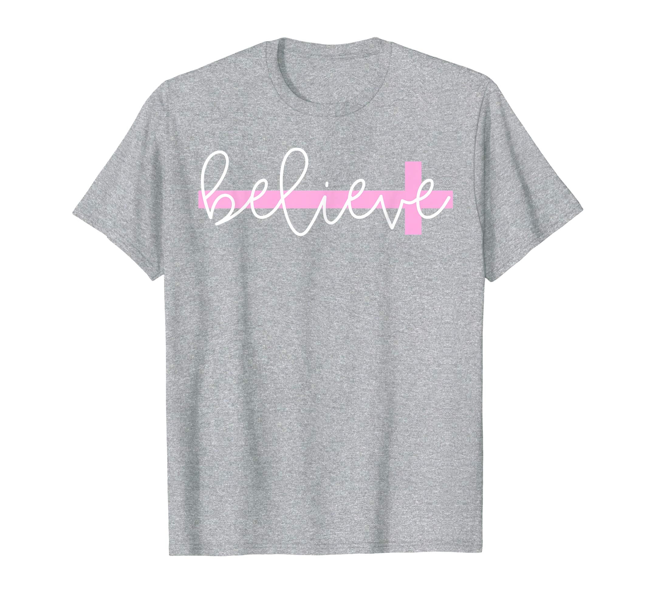 Believe Cross Christian Shirt Women's Girl's Tee for Easter