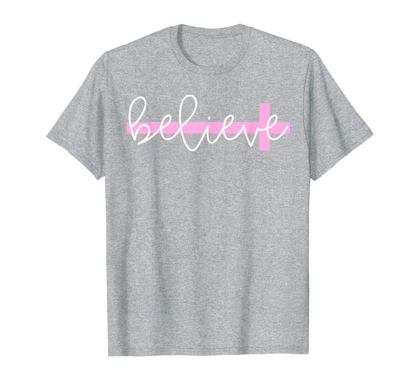 Believe Cross Christian Shirt Women's Girl's Tee for Easter