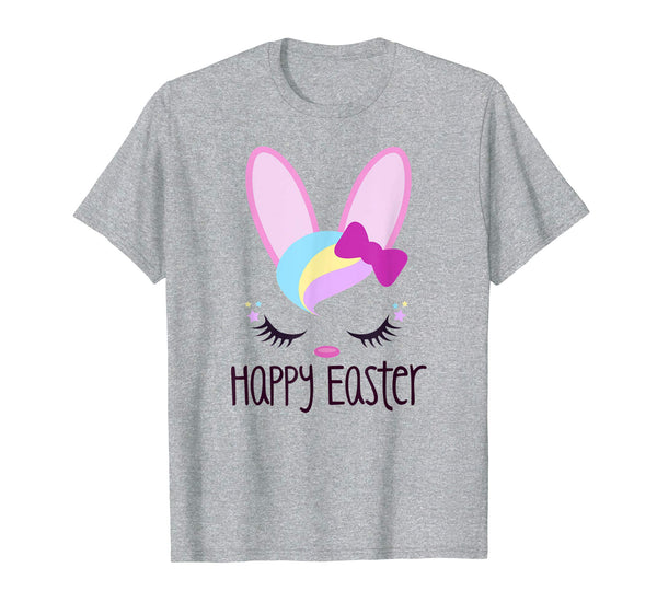 Bunny Face HAPPY EASTER Shirt Girls Kid Toddler Love Bunnies