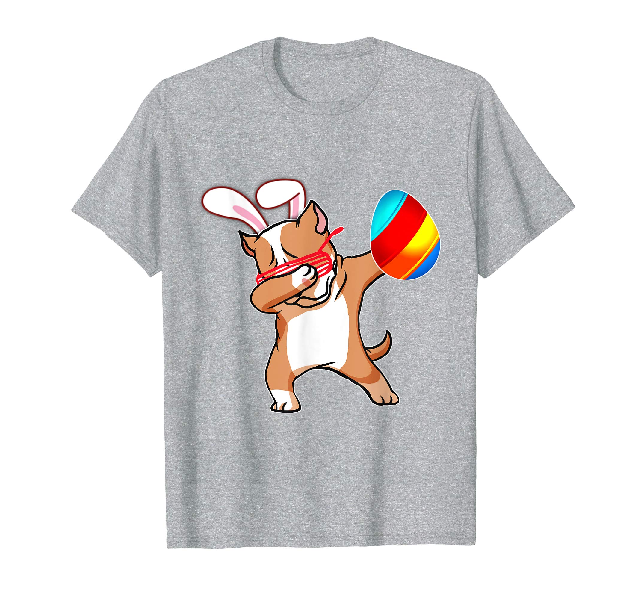 Easter Bunny Dabbing Pitbull Dog Tshirt Egg Ears Animal Gift