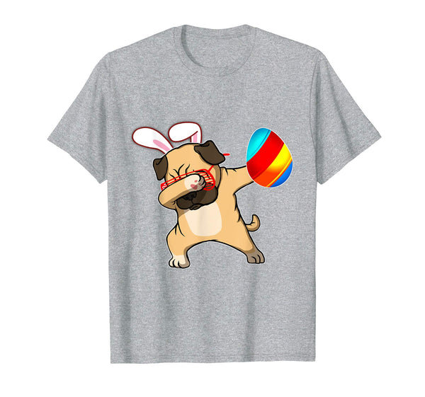 Easter Bunny Dabbing Pug Dog Tshirt Egg Ears Animal Gift