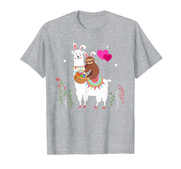 Sloth Riding Llama-Funny Sloth Easter Eggs Shirt Gift