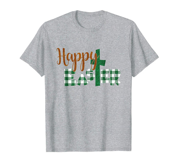 Happy Easter Christian Plaid Cross Woman T Shirt