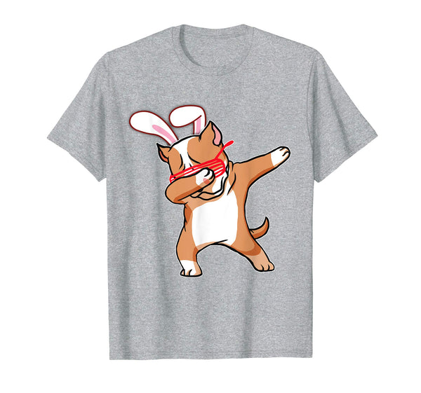 Easter Bunny Dabbing Pitbull Dog Tshirt Rabbit Ears Gift