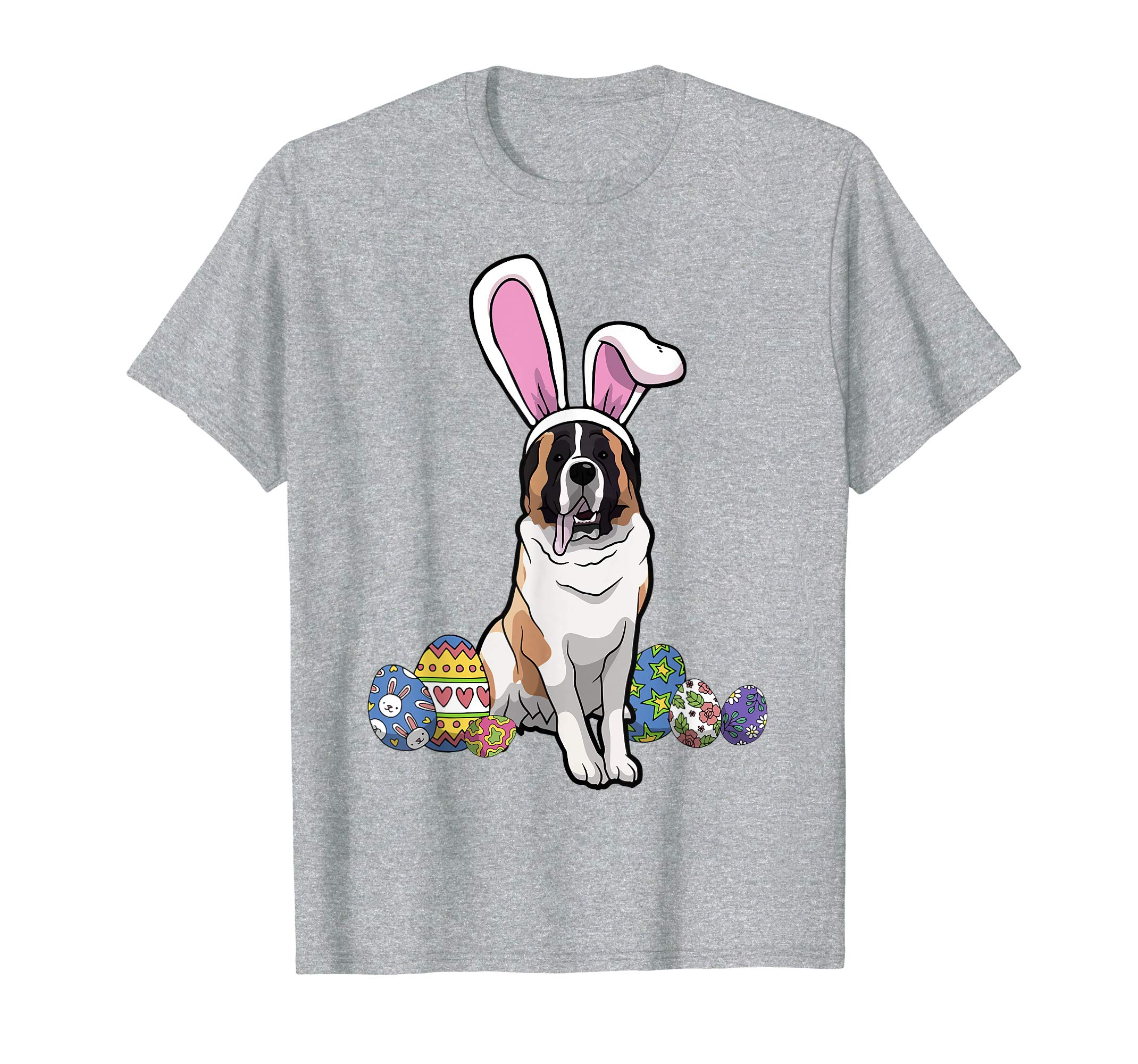 St. Bernard Dressed As Easter Bunny With Rabbit Ears T-Shirt