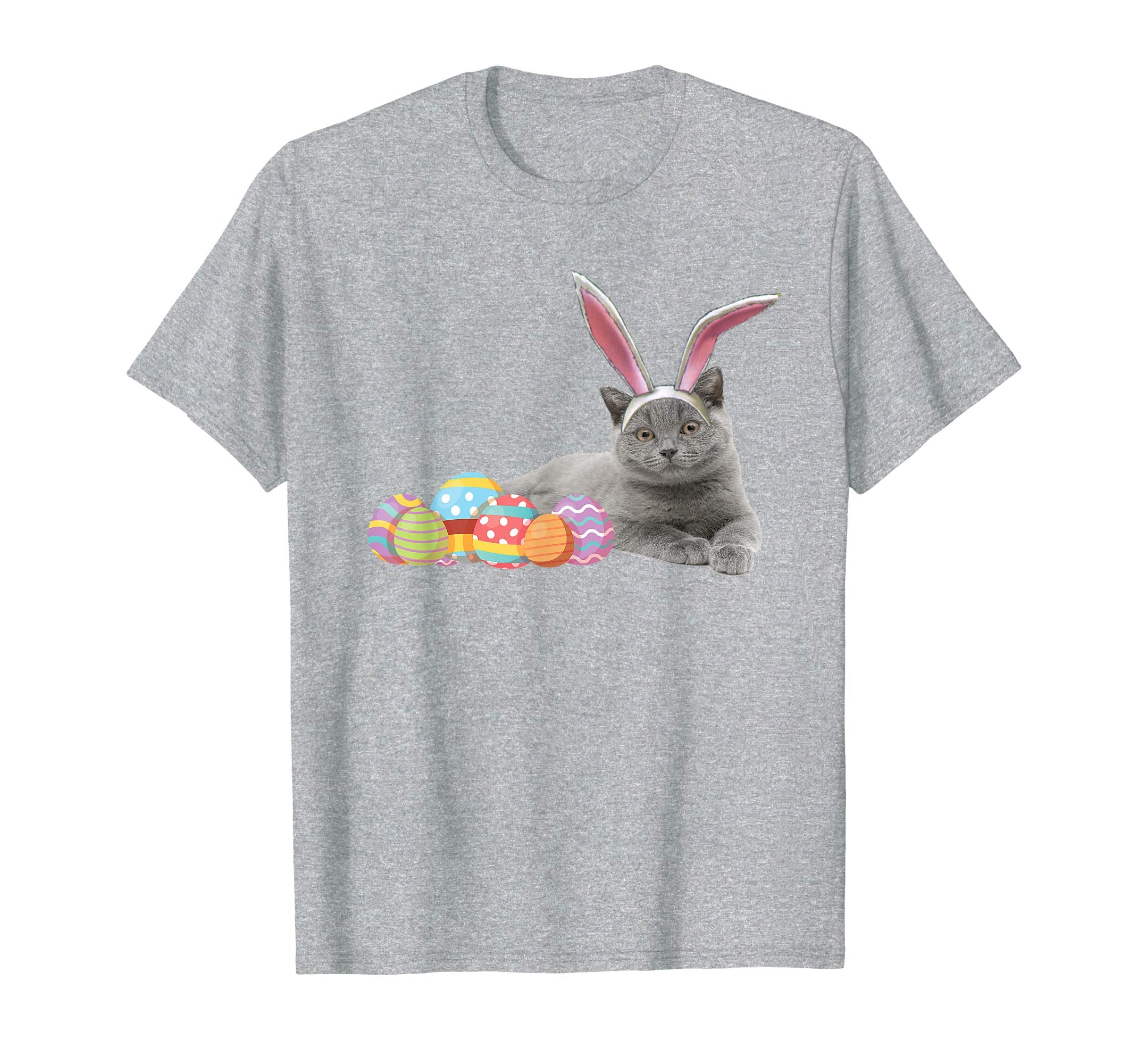 Easter Cat Shirt Russian Blue Funny Bunny Ears & Eggs Gift