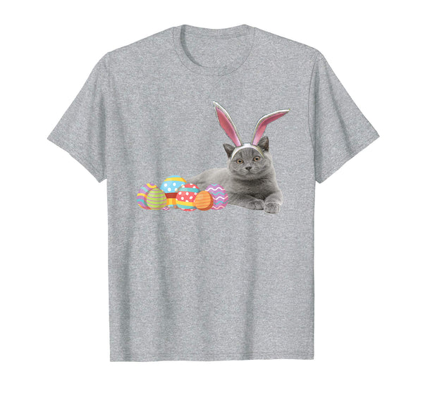 Easter Cat Shirt Russian Blue Funny Bunny Ears &amp; Eggs Gift