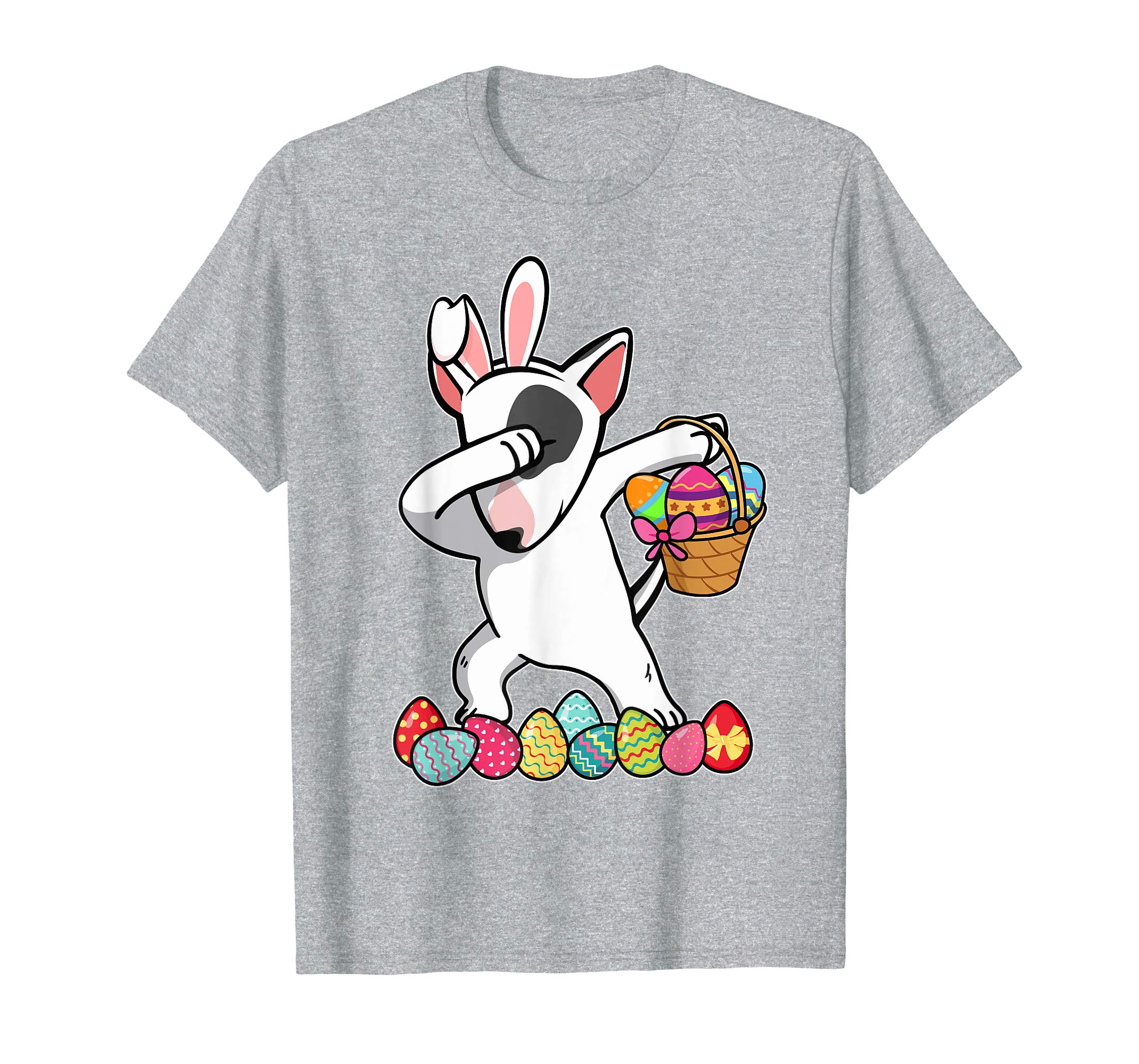 Bull Terrier Dabbing Easter Bunny Egg Basket Hunting T-Shirt