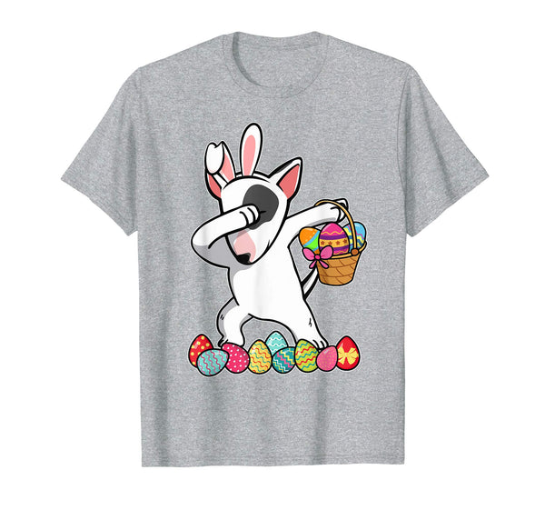 Bull Terrier Dabbing Easter Bunny Egg Basket Hunting T-Shirt