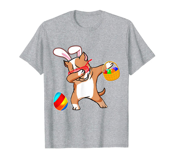 Easter Bunny Dabbing Pitbull Dog Tshirt Easter Egg Basket