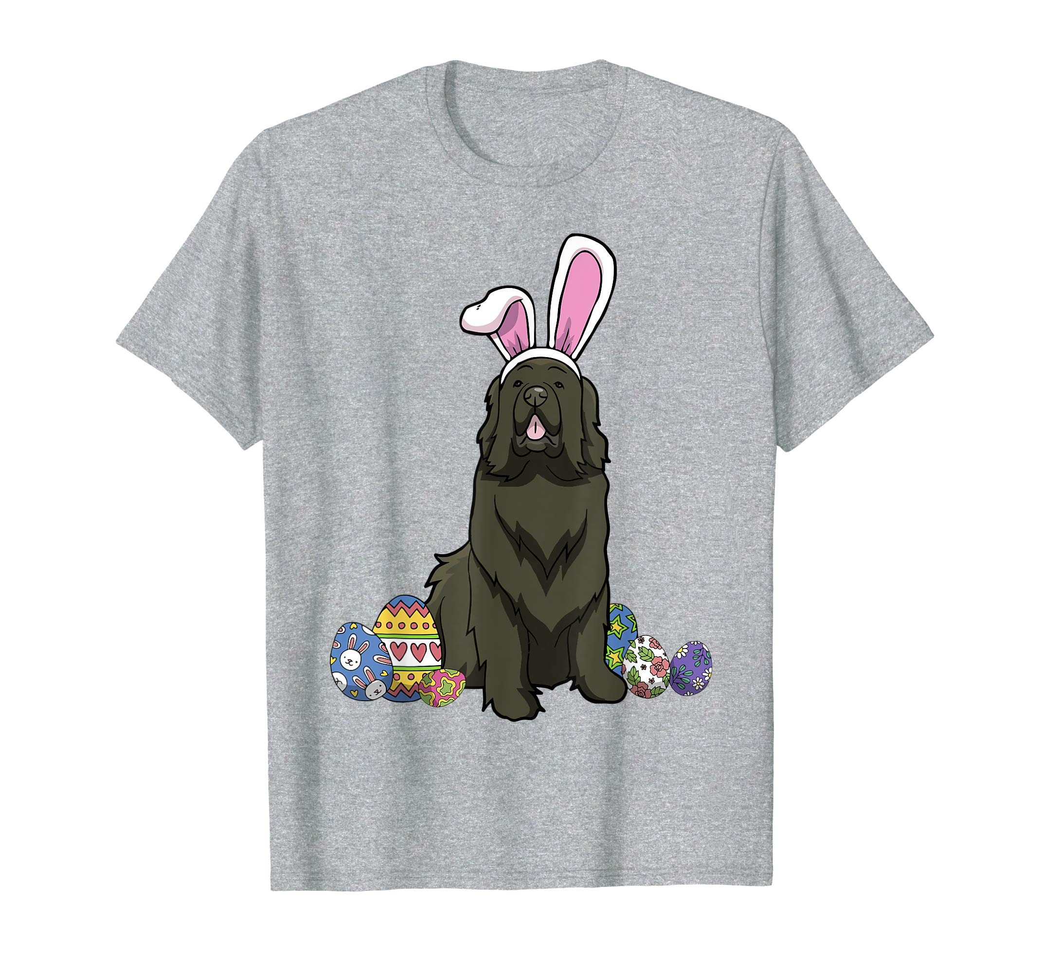 Newfoundland Dressed As Easter Bunny With Rabbit Ears Shirt