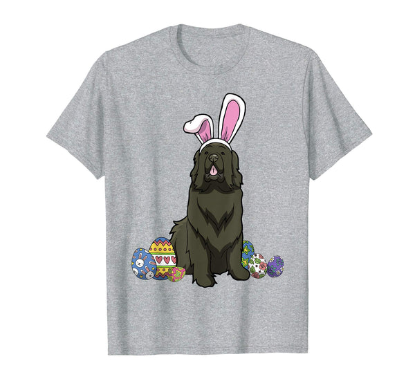 Newfoundland Dressed As Easter Bunny With Rabbit Ears Shirt