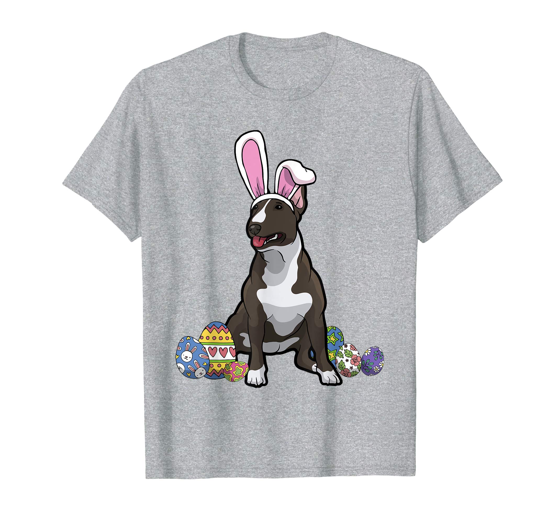 Bull Terrier Dressed As Easter Bunny With Rabbit Ears Shirt