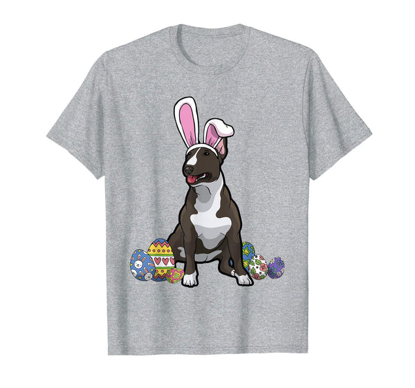 Bull Terrier Dressed As Easter Bunny With Rabbit Ears Shirt