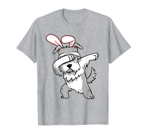Easter Bunny Dabbing Schnauzer Dog Tshirt Rabbit Ears Gift