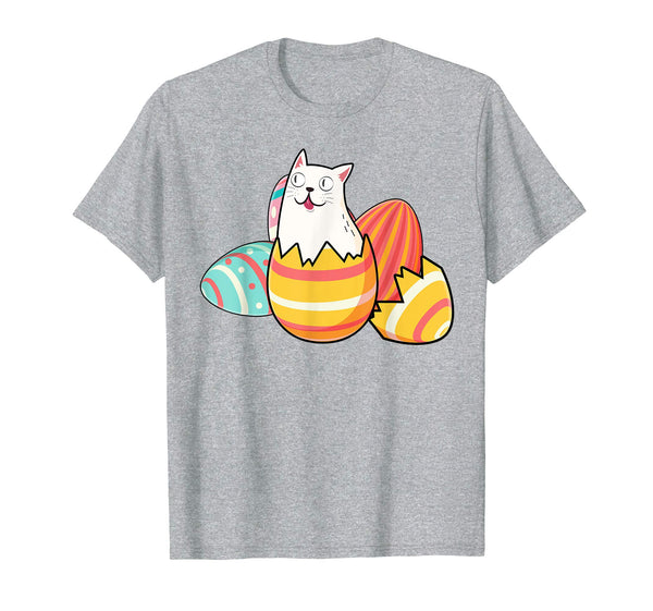 Funny Cat Happy Easter Cute Eggs Boys Kids Girls Tshirt Gift