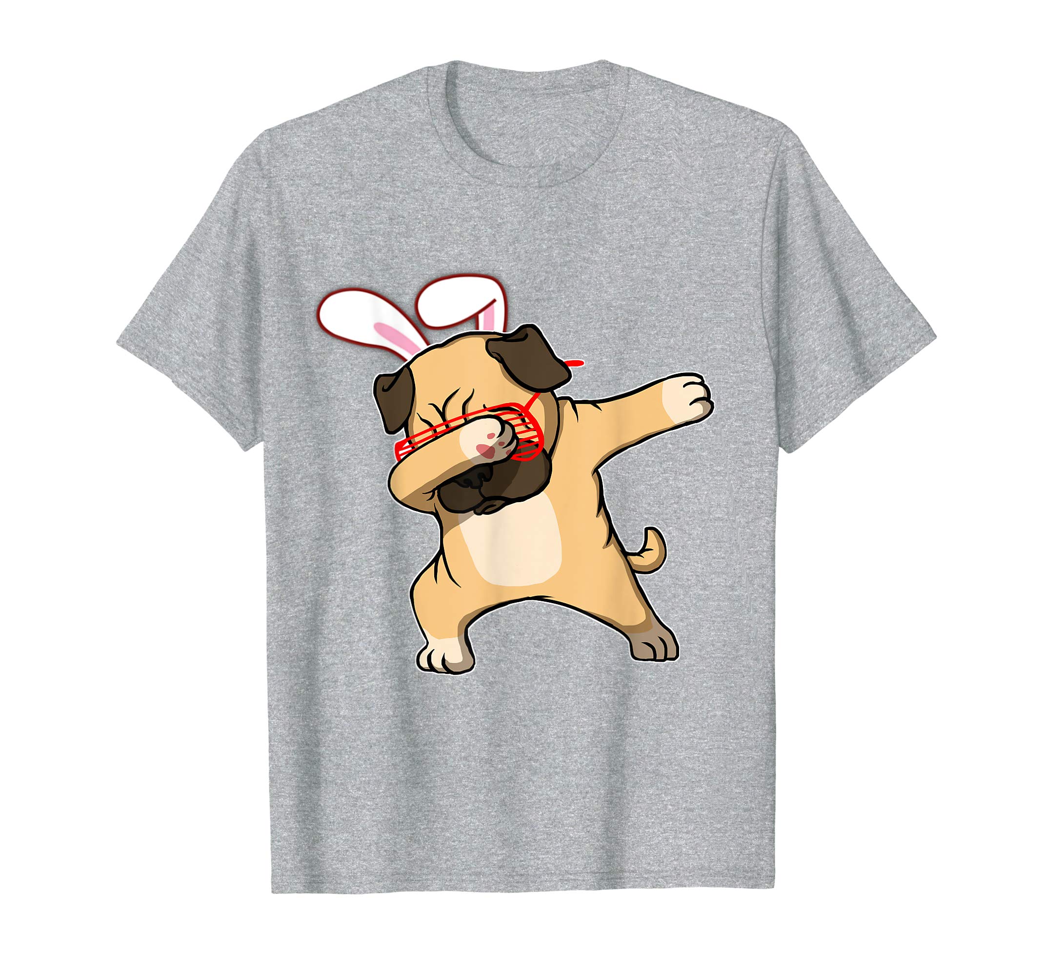 Easter Bunny Dabbing Pug Dog Tshirt Rabbit Ears Animal Gift