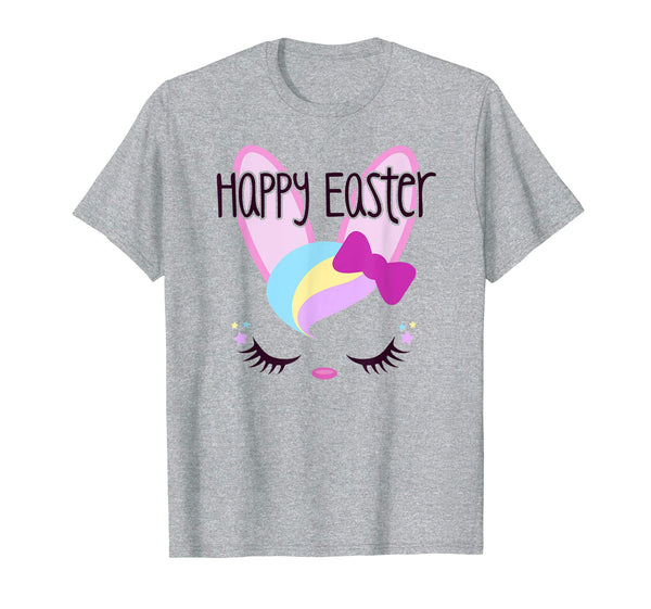 HAPPY EASTER Bunny Face Shirt Girls Kid Toddler Love Bunnies
