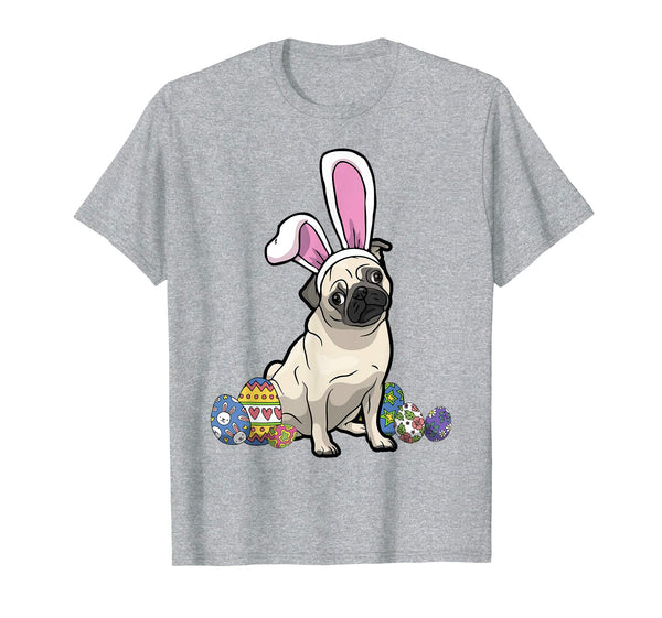 Funny Pug Dressed As Easter Bunny With Rabbit Ears T-Shirt