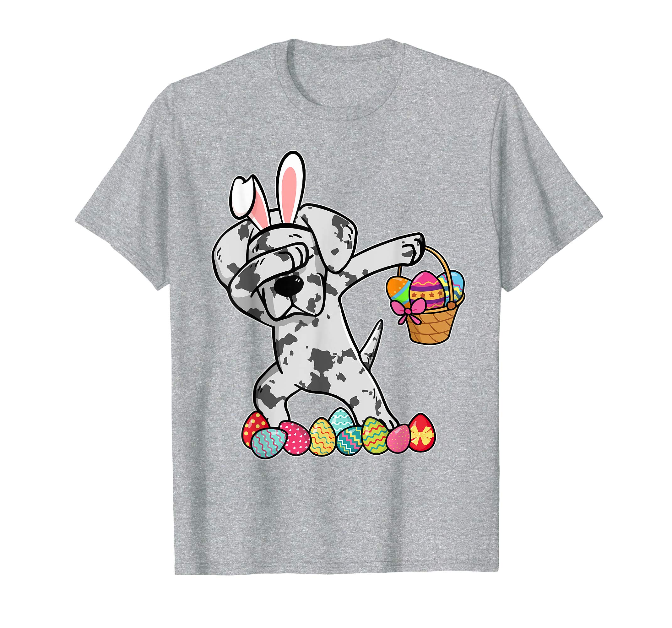 Great Dane Dabbing Easter Bunny Egg Basket Hunting T-Shirt
