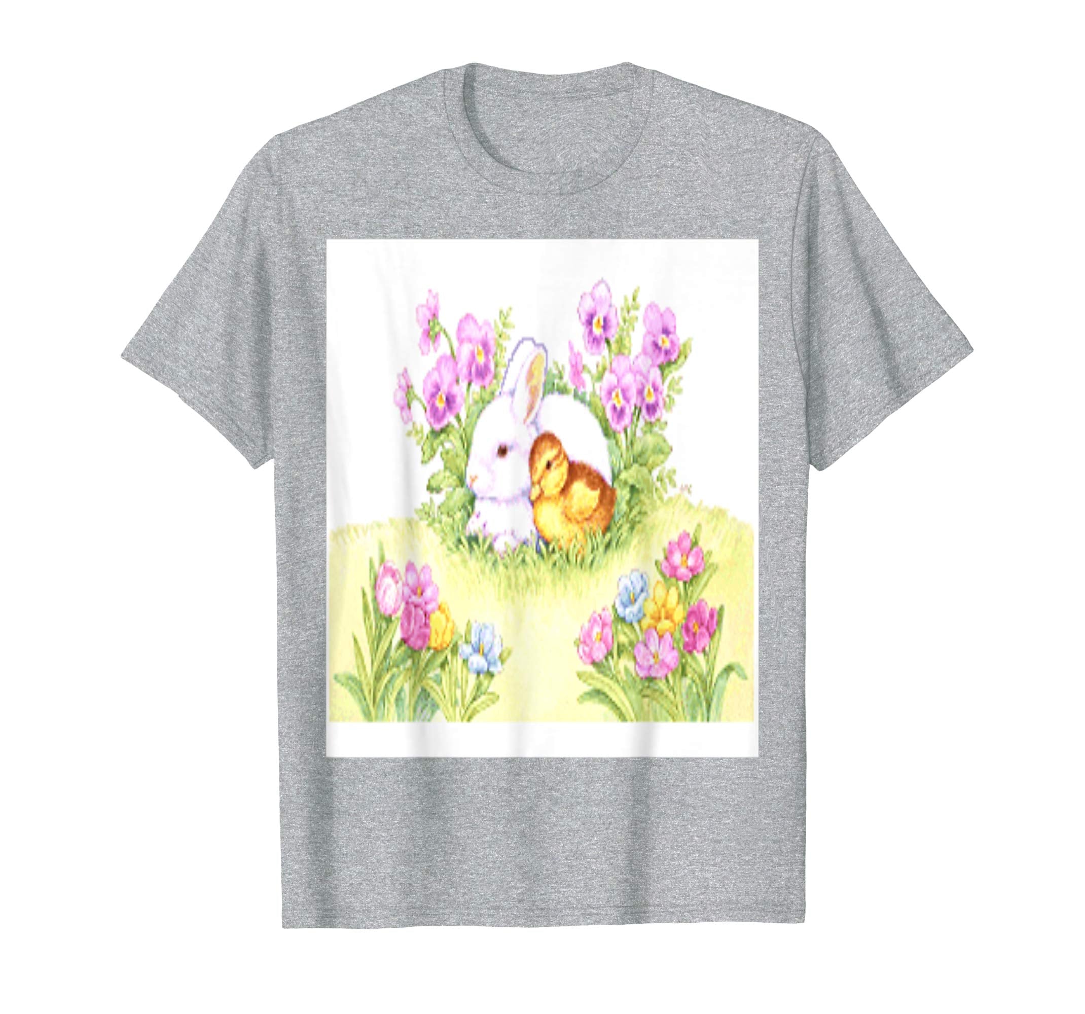Easter Bunny, Duckling and Flowers Standard T Shirts
