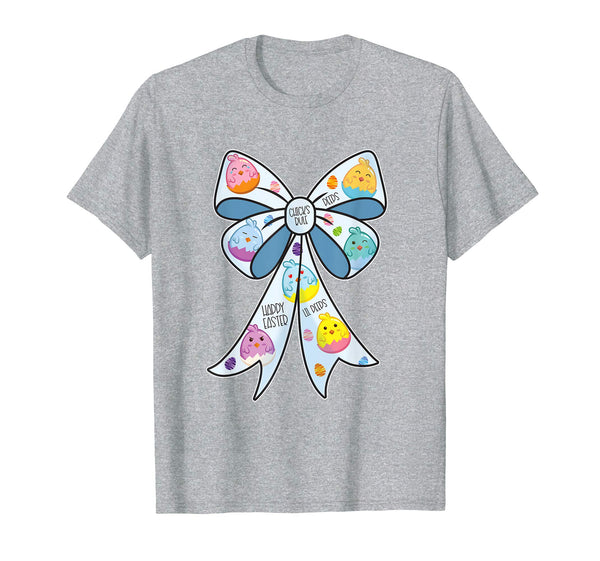 Cute Easter shirt for Girls Bow t-shirt Egg Hunt Chick Tee