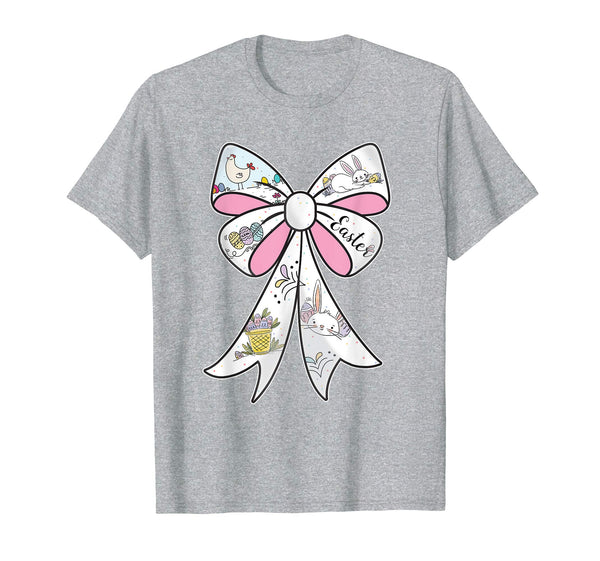 Fun Easter Bunny shirt for Girls Bow t-shirt Egg Hunt Tee