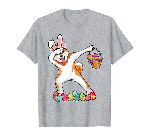 Akita Dab Dabbing Dressed Easter Bunny Egg Basket T-Shirt