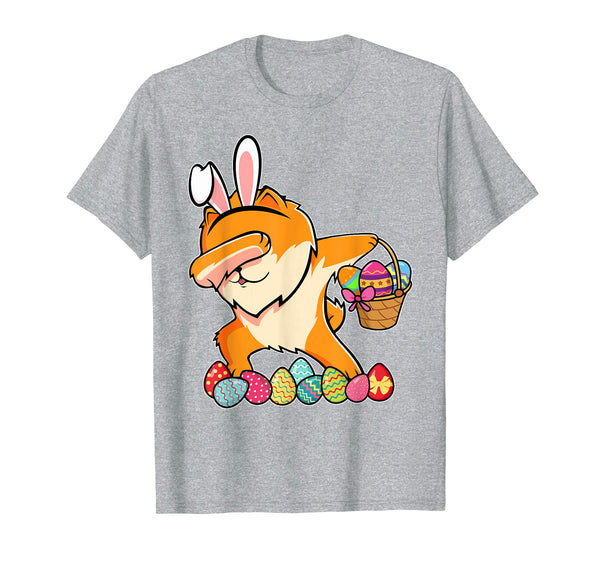 Pomeranian Dabbing Easter Bunny Egg Basket Hunting T-Shirt