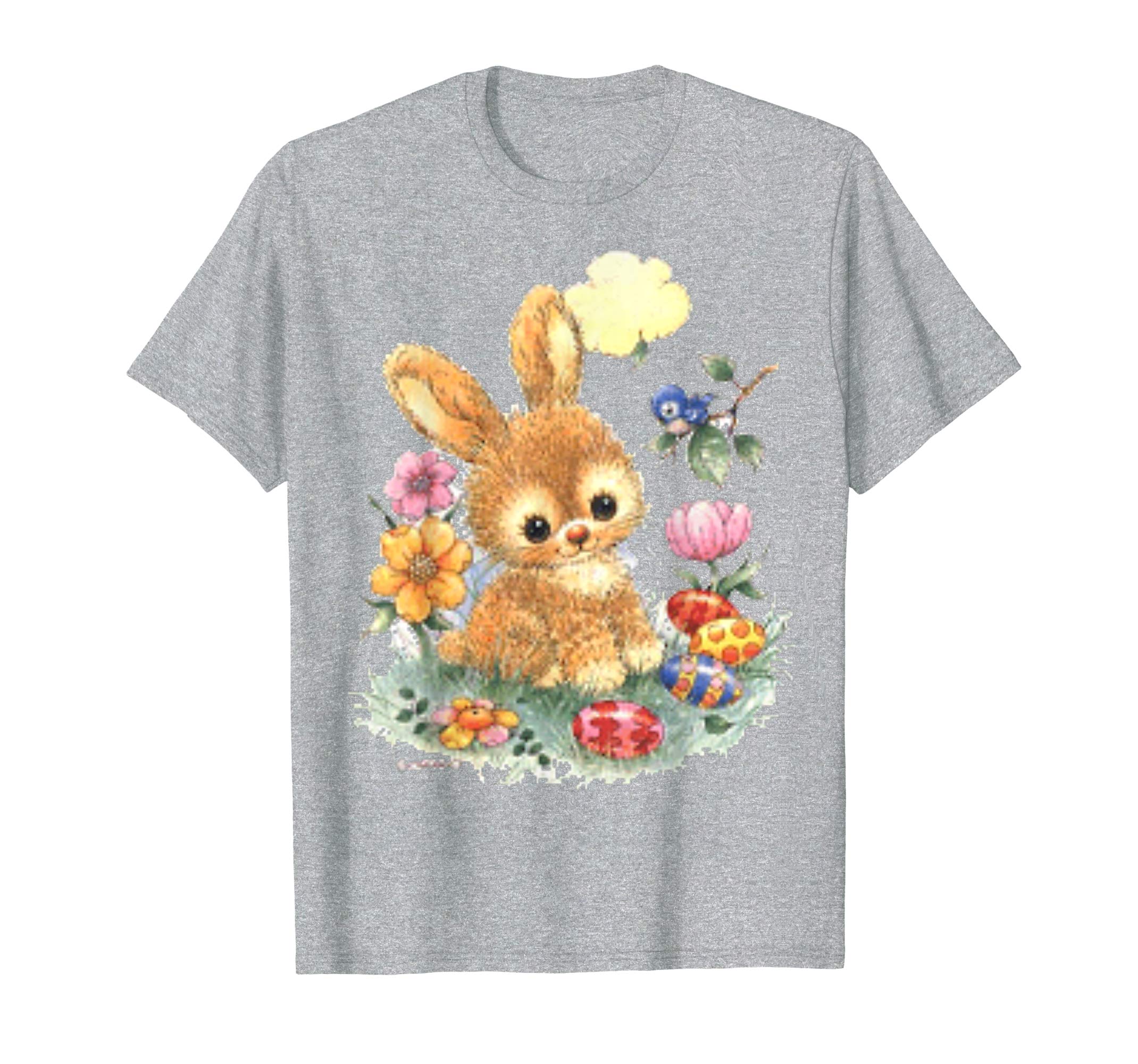 Cute Easter Bunny with Flowers and Eggs Standard T Shirts