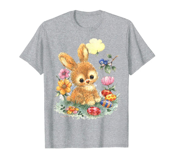 Cute Easter Bunny with Flowers and Eggs Standard T Shirts