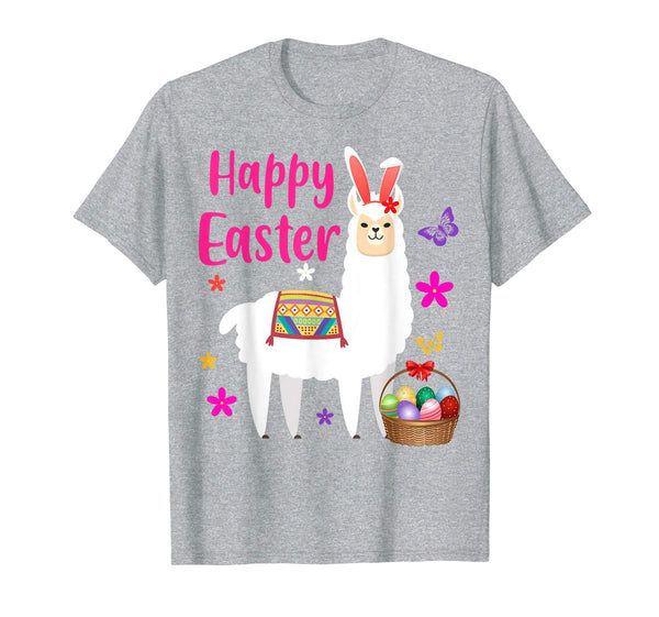 HAPPY EASTER LLAMA Bunny Gift Shirt Girls Women Kids