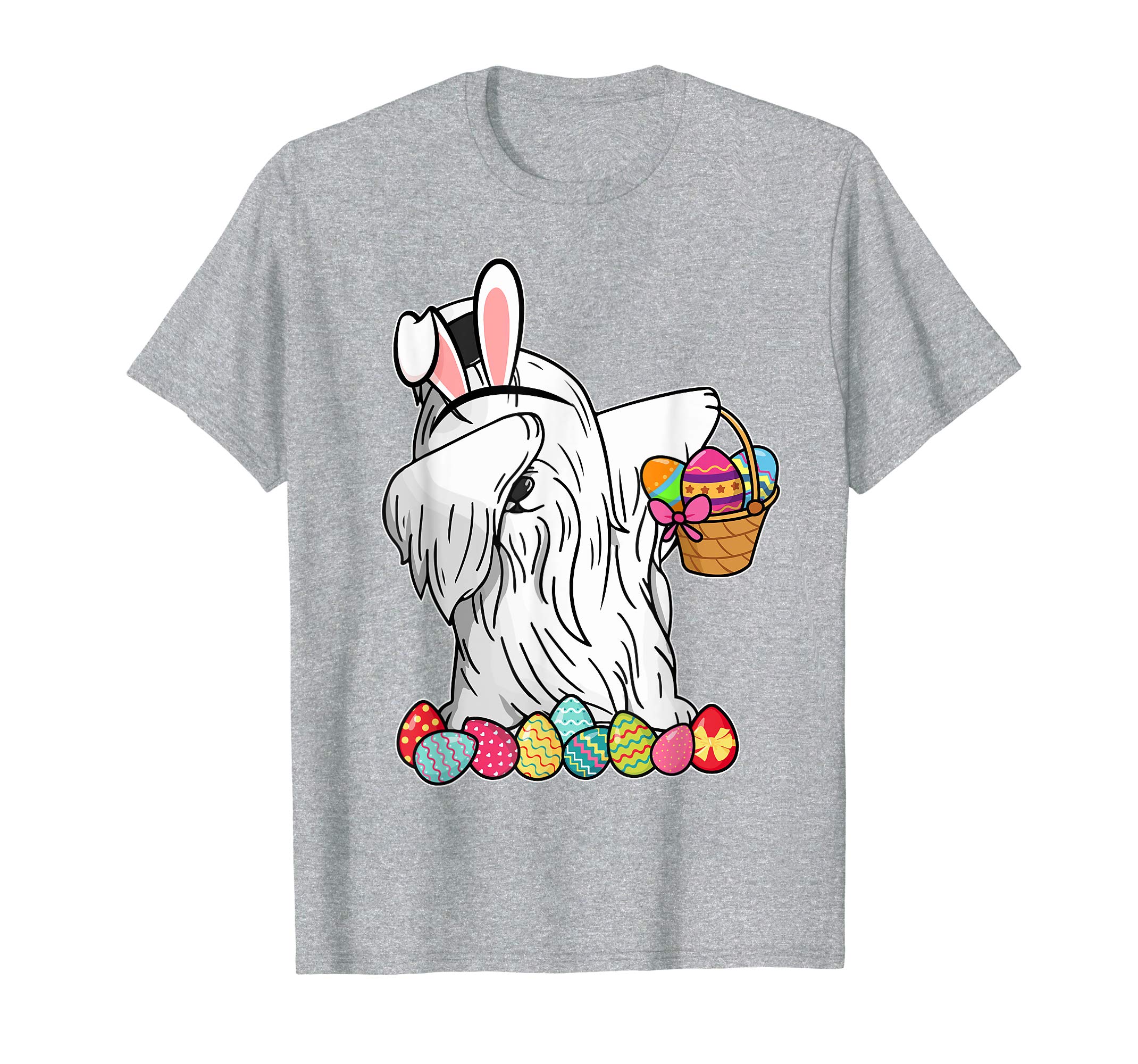 Maltese Dab Dabbing Dressed Easter Bunny Egg Basket T-Shirt