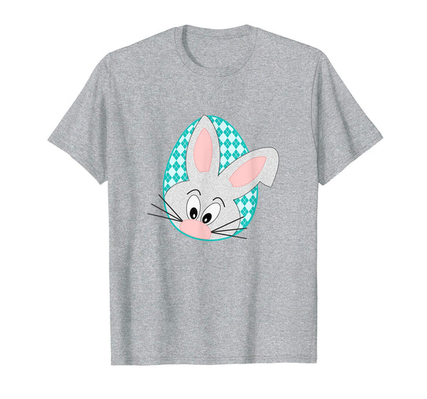 Argyle Easter Egg and Bunny Peekaboo Aqua Shirt
