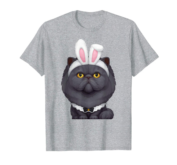Black Persian Cat in the Easter Bunny Costume T-Shirt