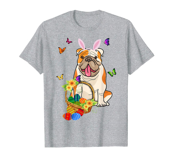 Bulldog Bunny Hat Rabbit Easter Eggs Shirt