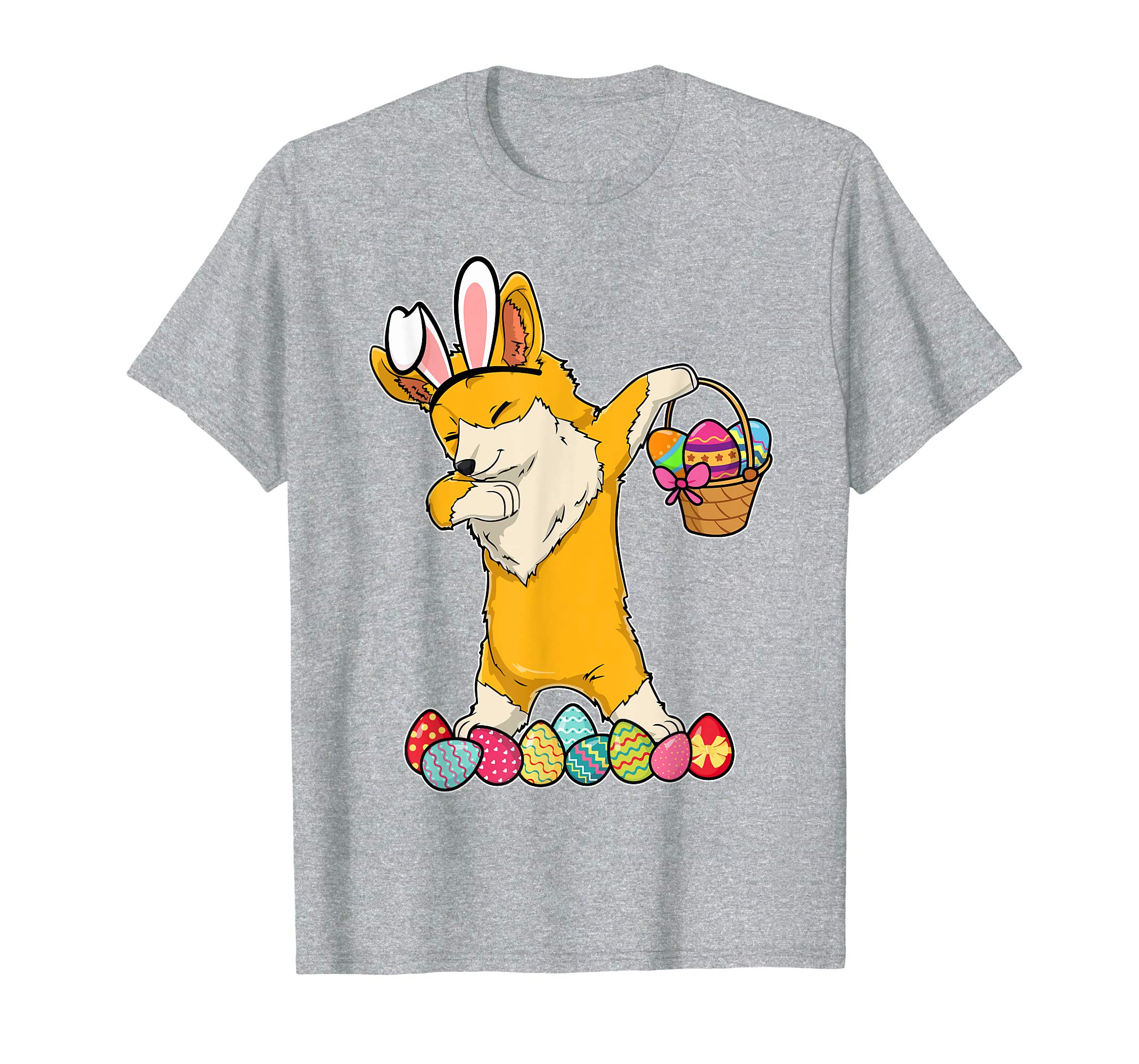 Corgi Dab Dabbing Dressed Easter Bunny Egg Basket T-Shirt