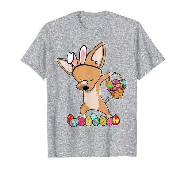 Chihuahua Dabbing Easter Bunny Egg Basket Hunting T-Shirt