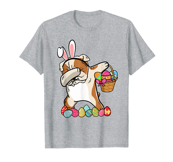 Bulldog Dab Dabbing Dressed Easter Bunny Egg Basket T-Shirt