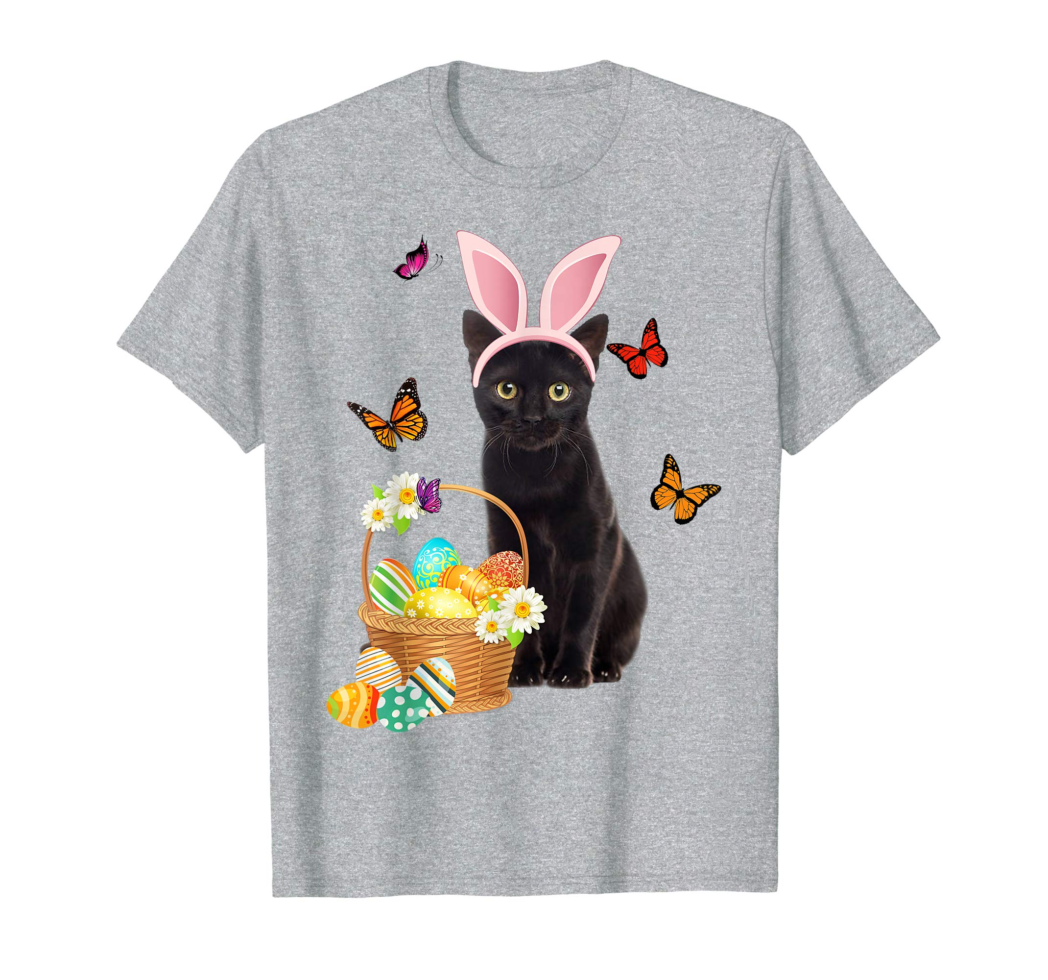 Black Cat Bunny Hat Rabbit Easter Eggs Shirt