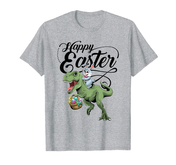 Easter T Shirt for Kids with Cool Bunny and T-rex Egg Hunt